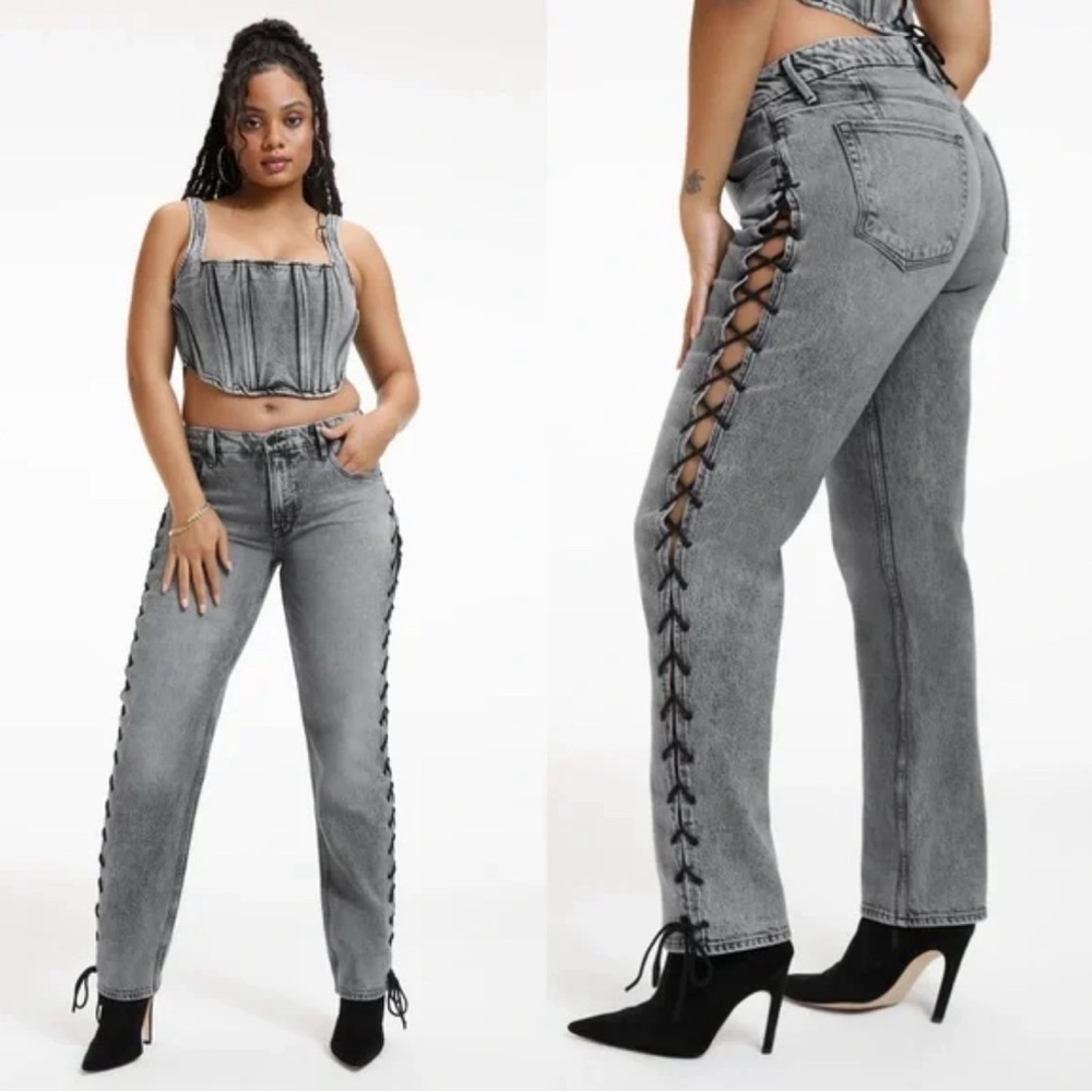 Good American Good Icon Lace Up Jeans size 4/27